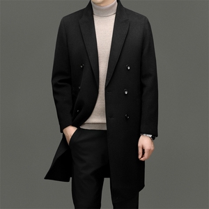 YLBL8817男士双面尼风衣外套休闲翻领羽绒内胆大衣尼克服中长款