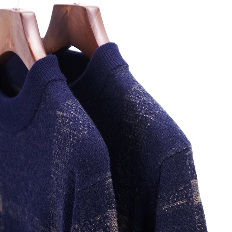 针织衫套头男士毛衣2023秋冬季新款中年纯羊毛圆领加厚上衣男装,男装针织衫/毛衣,电商B212（原钱塘6029）