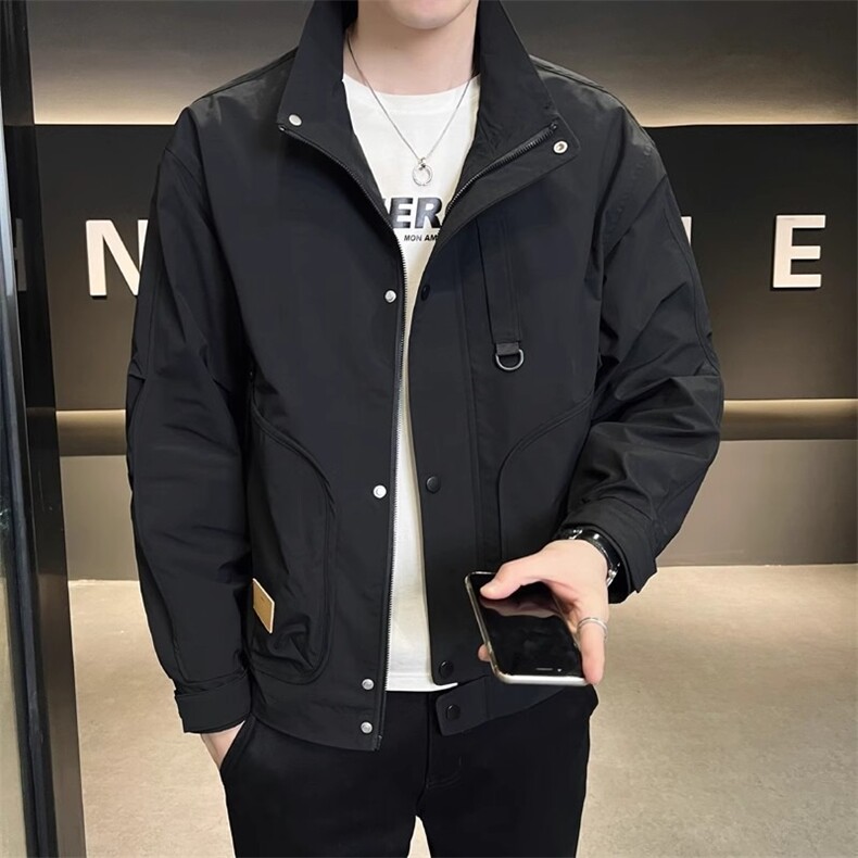 夹克外套男春秋季痞帅立领显瘦上衣男新款纯色休闲潮流LS0253P66,男装夹克,星座1013-5