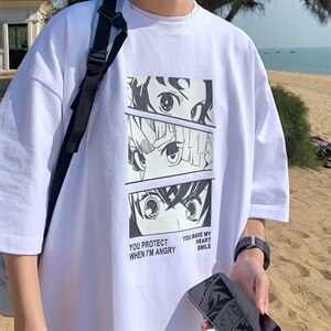 夏季潮牌短袖男卡通印花五分袖体恤宽松t恤圆领打底1008-T176-p28图片