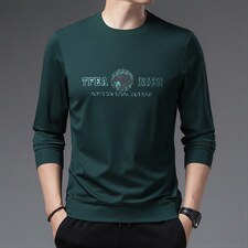 加绒卫衣男春秋季加厚圆领长袖中年男士商务休闲保暖打底衫，男装卫衣，电商B212（原钱塘6029）