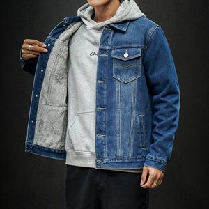 秋冬季加绒加厚牛仔夹克男修身休闲韩版潮流外套日系衣服1608-P95图片 秋冬季加绒加厚牛仔夹克男修身休闲韩版潮流外套日系衣服1608-P95图片