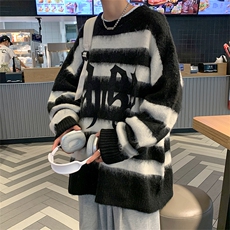 秋冬慵懒针织衫美式宽松高级感oversize条纹套头毛衣男M1301-P58，男装针织衫/毛衣，星座512-2