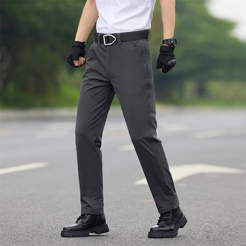 2025新款战术休闲裤男士弹力修身直筒抗皱耐磨松紧腰春夏薄款裤子图片