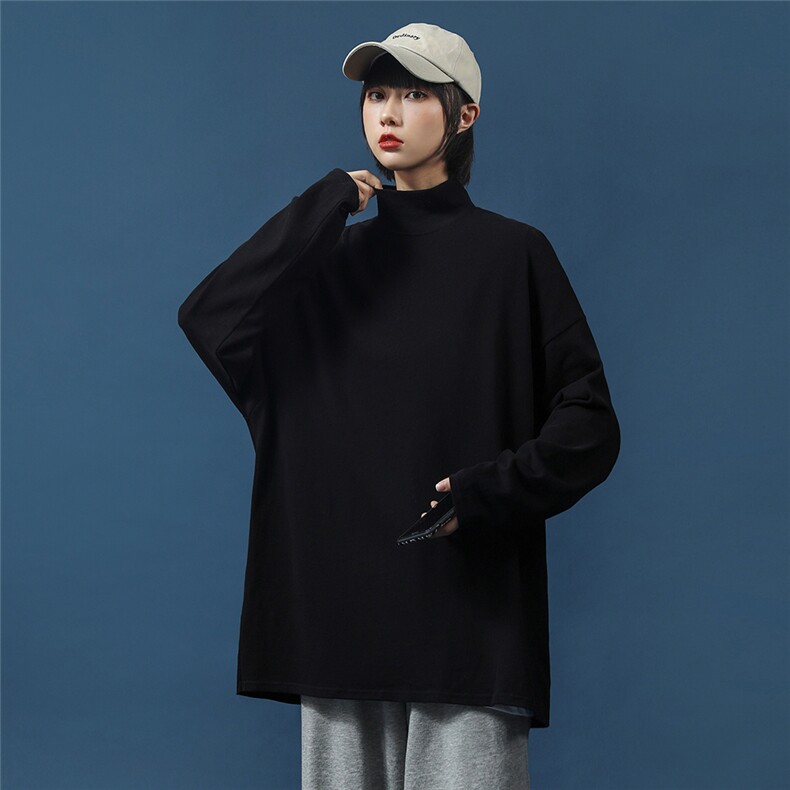 港风纯色长袖T恤基础半高领内搭大码情侣T200-P30控38JRP40,男装T恤,电商A268
