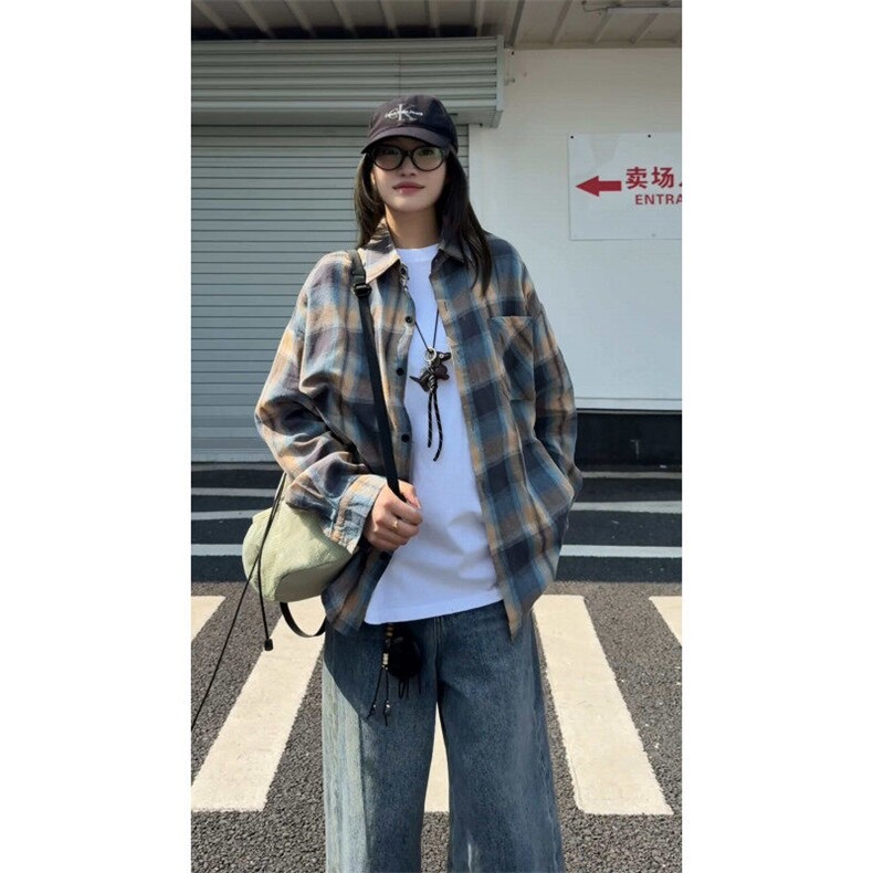【25春现货主推】CS7130-P38特控68纯棉大款宽松格子衬衫外套,男装衬衫,电商D232