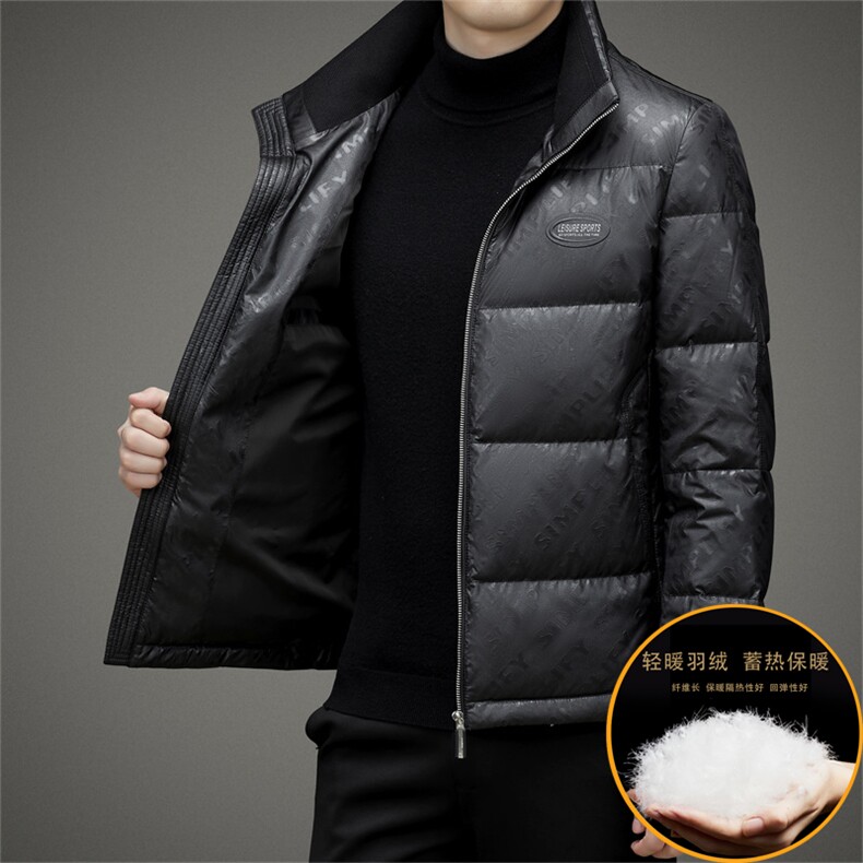 2022厚款羽绒服男立领外套白鸭绒冬季新款商务休闲保暖外衣爸爸装,男装羽绒服,电商B212（原钱塘6029）