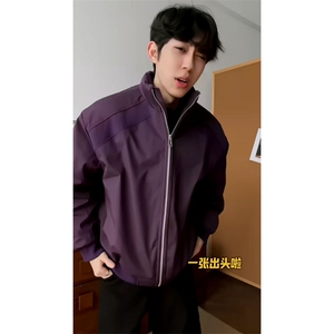 高品质春装新款老钱风美式高街解构立领棒球服飞行夹克潮休闲外套图片