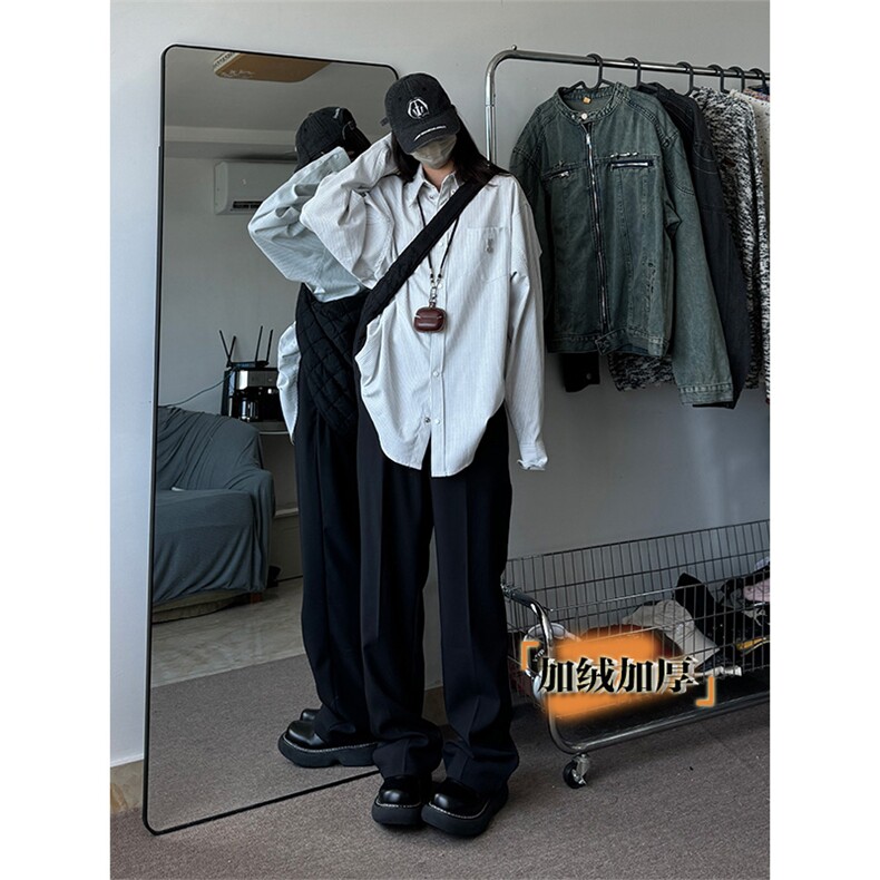 中性直筒垂感西裤加绒加厚休闲裤310A-2BK335P55常规p45控68，男装休闲裤，星座310A-2