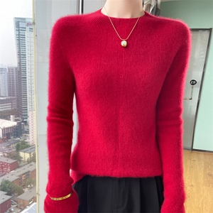 秋冬100%纯羊毛衫女半高领抽条修身针织毛衣百搭显瘦羊绒衫打底衫图片
