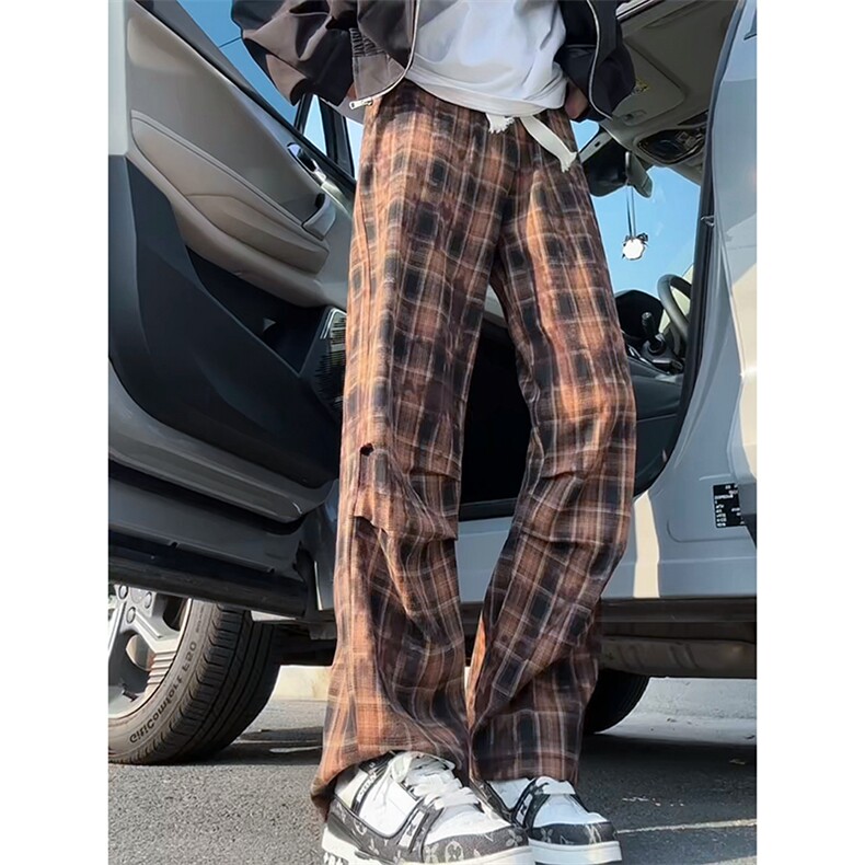 26春款格纹经典潮流复古长裤日系简约个性风撞色休闲裤K640TP38,男装休闲裤,电商A102B