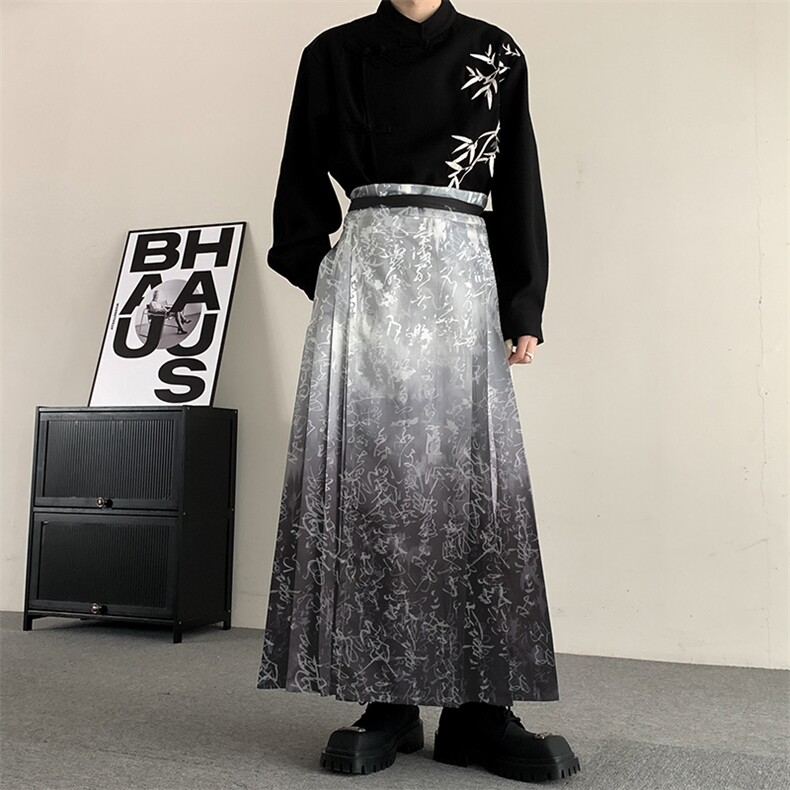 24新中式汉元素新中式订婚敬酒男女百褶百褶马面裙汉服裙子裤子,男装民族服装,星座909