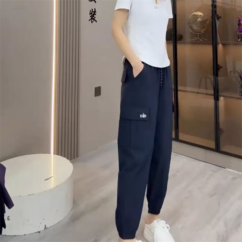 2025百搭设计感松紧腰抽绳眼镜工装裤,女装休闲裤,雪兔电商全品类