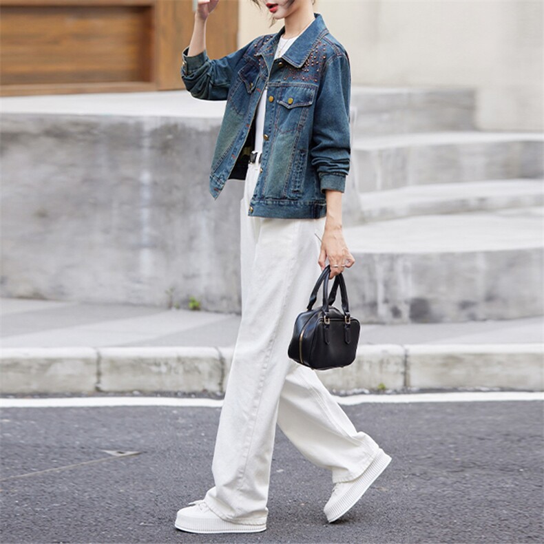 牛仔外套女新款2024年春秋季韩版设计感气质洋气小个子百搭上衣，女装牛仔外套，美拉德工厂直营店