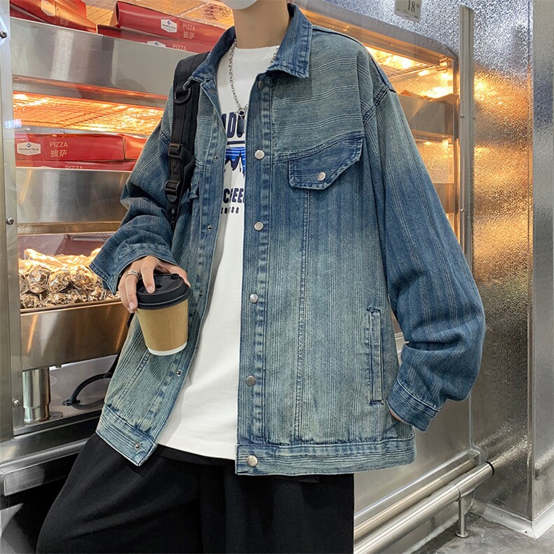 美式复古水洗牛仔外套男女春秋休闲宽松高街潮牌夹克W0299-p68,男装夹克,星座1008
