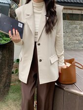 后背纽扣马甲，女装马甲，GREENO