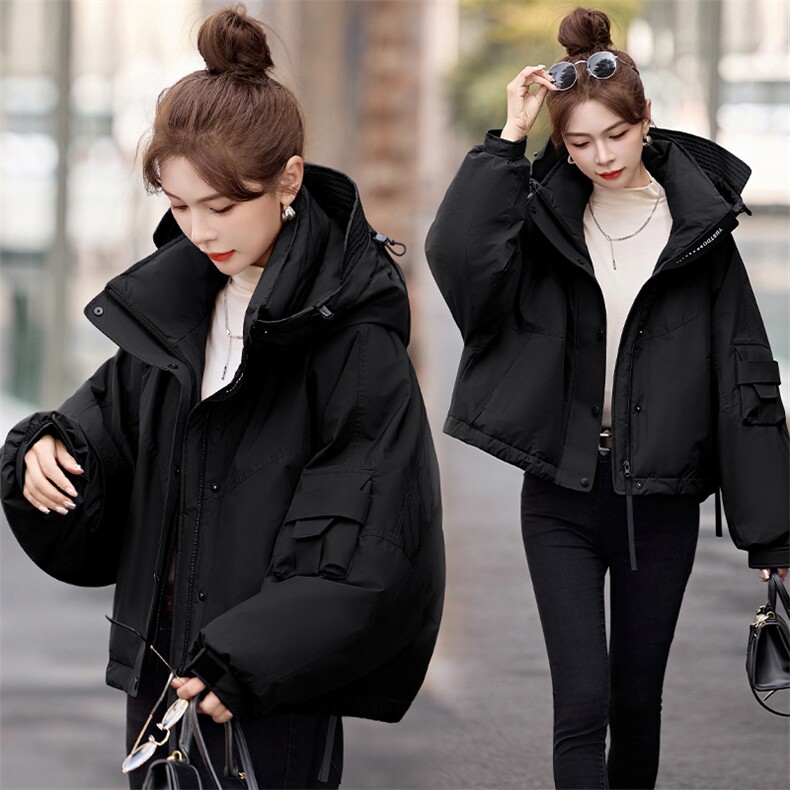 休闲保暖工装羽绒服女2024冬季新款小个子超好看派克服白鸭绒外套,女装羽绒服,依如秀(原杭风阁)