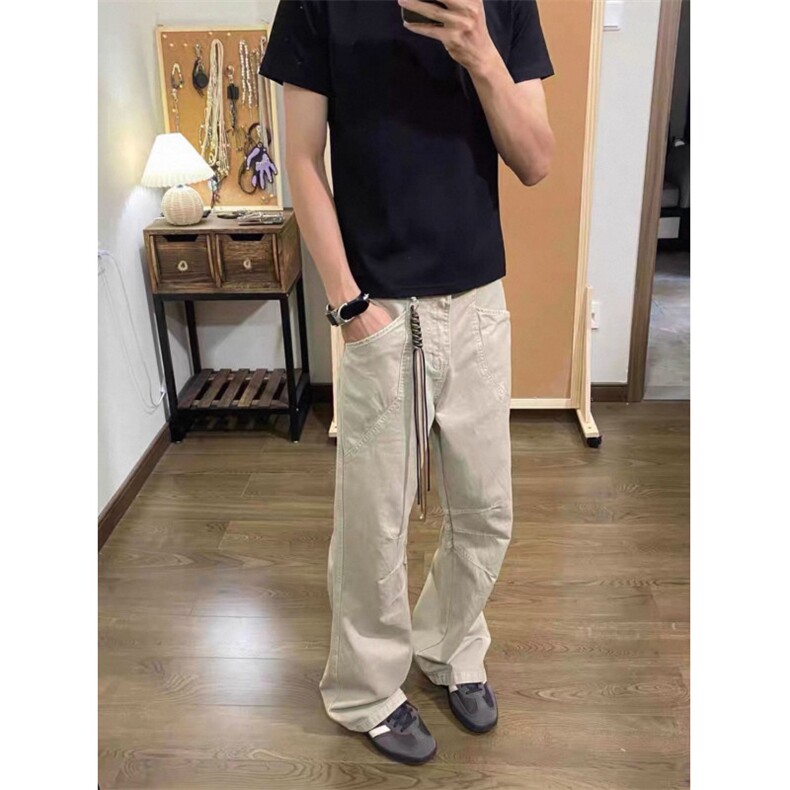 美式复古水洗做旧休闲工装长裤vintage宽松直筒百搭裤LA1122-P53,男装工装外套,星座1008