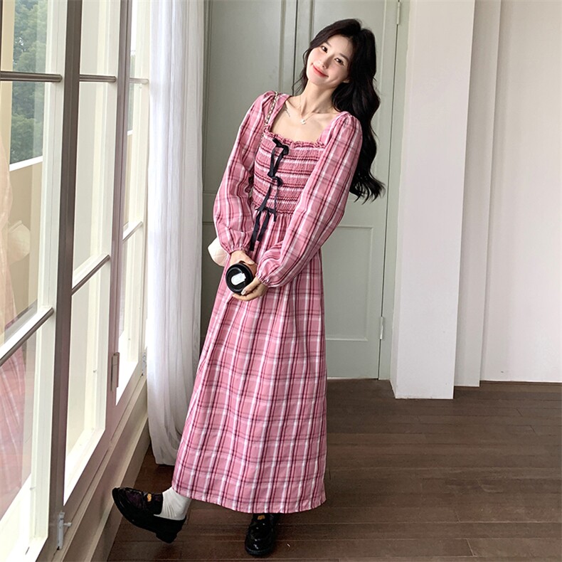 现货春季新款打揽格子连衣裙25019P130K188,女装连衣裙,2D035