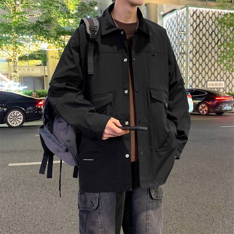 新款春季港风夜景大码冲锋衣衬衫领夹克男现货DSA157B-CS05-P55,男装夹克,电商A157B