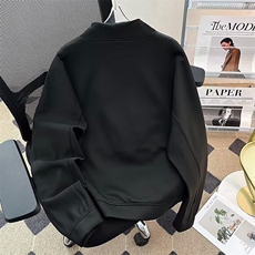 半拉链圆领卫衣男春秋季日系宽松休闲纯色高级感套头上衣7811P62，男装卫衣，星座410-2