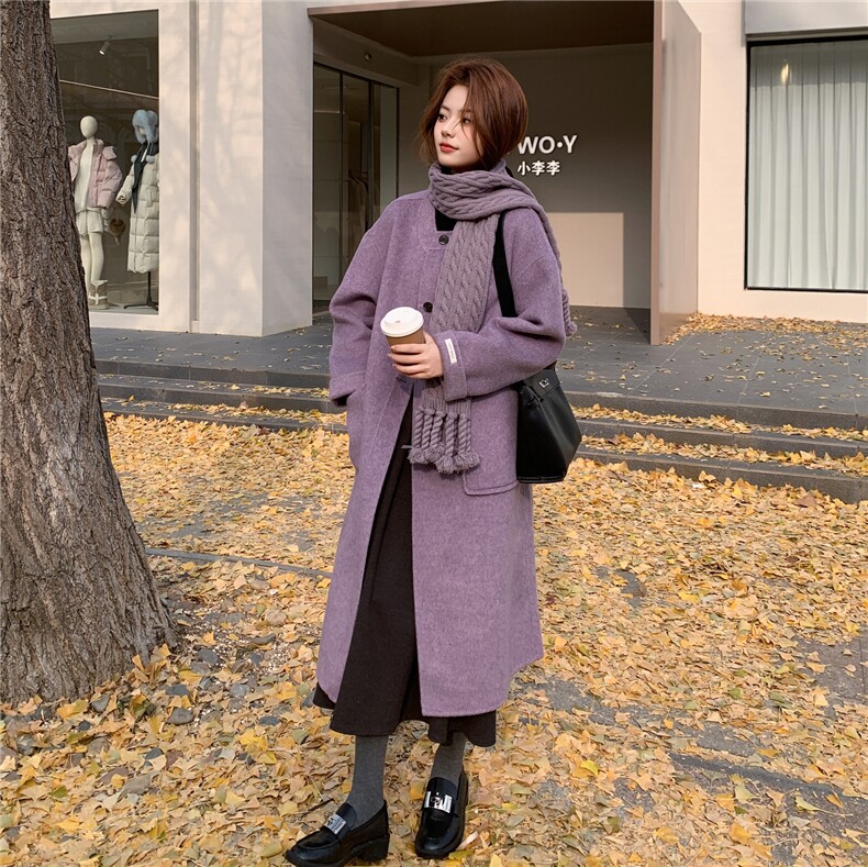 新款70羊毛大衣送围巾2D014-10053-P275-K398,女装毛呢外套,2D014