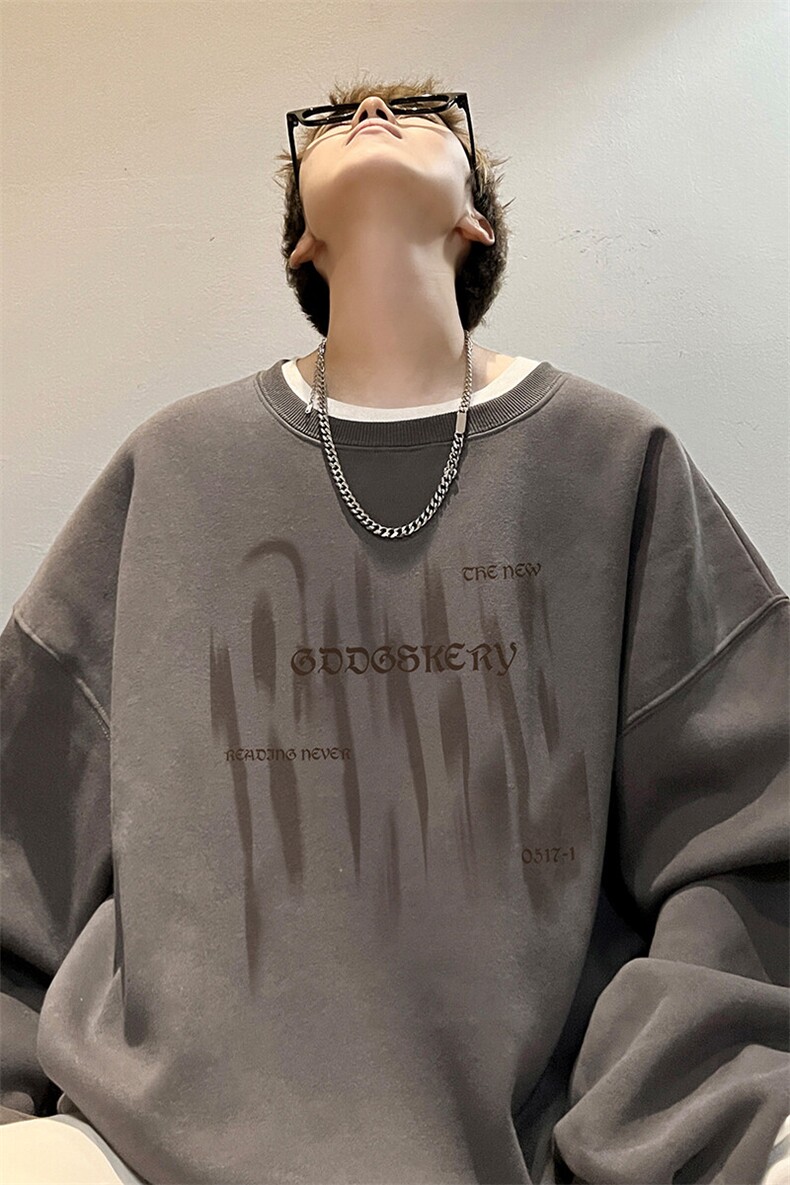内景春季新款ins韩版圆领卫衣男潮宽松打底衫WY00166/P35加绒P45,男装卫衣,电商B316