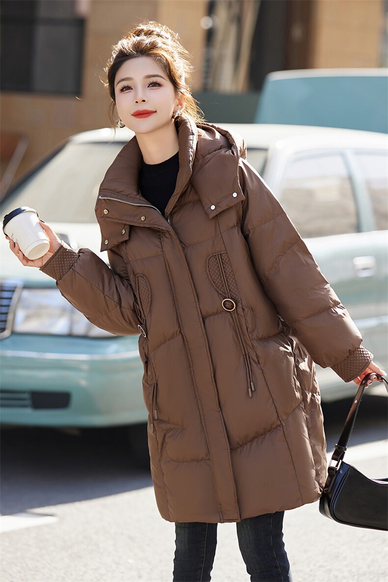 2023冬季新款拼接加厚中长款羽绒服女白鸭绒防寒外套,女装羽绒服,琦鑫阁（原依鑫阁）