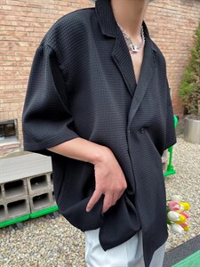 夏季短袖衬衫华夫格休闲衬衣C617P36图片