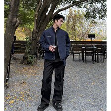 26春装高品质老钱风立领夹克外套男女美式潮牌拉链工装风宽松上衣，男装夹克，电商A486