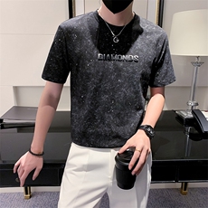 小伙夏季水洗日常休闲T恤男圆领打底上衣301A-1/T92/P45，男装T恤，星座301A-1