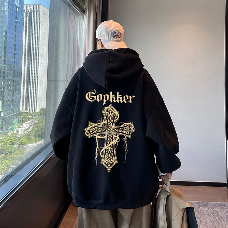 秋季重磅华棉男士宽松时尚ovsise连帽卫衣XZ310B-W343-P50加绒P60,男装卫衣,星座313B-2