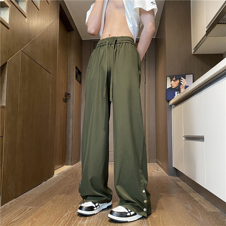 抖音品质潮流双色透气冰丝排扣宽松休闲裤B315-K24137-特p35控68,男装休闲裤,电商B315