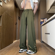 抖音品质潮流双色透气冰丝排扣宽松休闲裤B315-K24137-特p35控68，男装休闲裤，电商B315