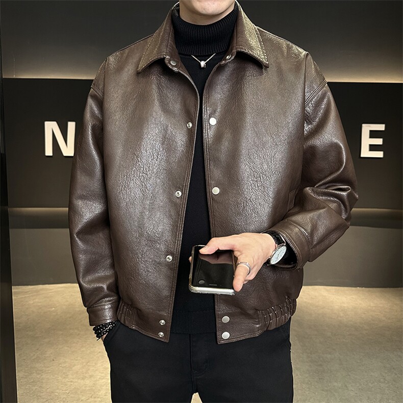 加绒皮衣外套男厚绒可过冬延续年底皮夹克C317-J6671-P155,男装夹克,电商C317
