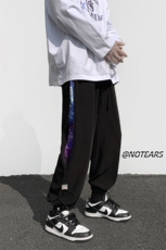 2024春新款撞色拼接宽松抽绳束脚休闲裤运动裤KZ15-P55控79，男装休闲裤，星座914-3