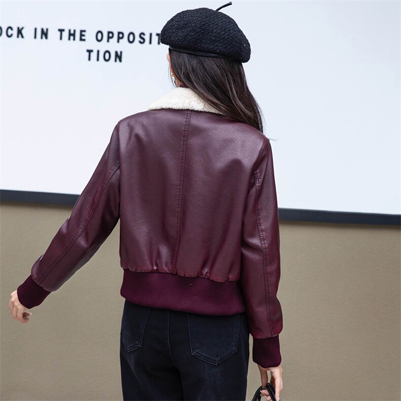 加绒皮衣女2024秋冬新款小个子加厚短款洋气机车服皮夹克棉衣外套,女装皮衣,跑量工厂店