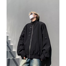 春季小众纽扣装饰设计感立领飞行员夹克男短款高级感美式外套，男装夹克，星座410-7