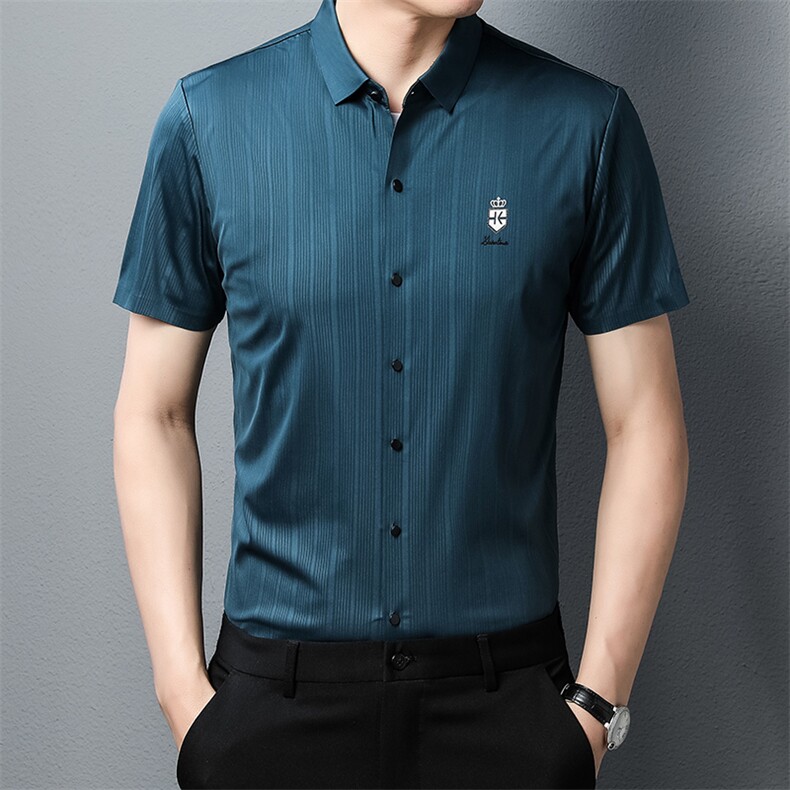 夏季2023新款短袖衬衫男士商务修身休闲上衣衬衣潮流，男装衬衫，电商B212（原钱塘6029）