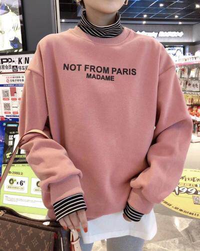 拼接款加绒卫衣，女装卫衣/绒衫，一杭