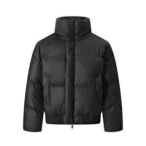 3D立体 美式潮牌立领PU皮棉服面包服男短款棉衣外套宽松 M810-P75图片