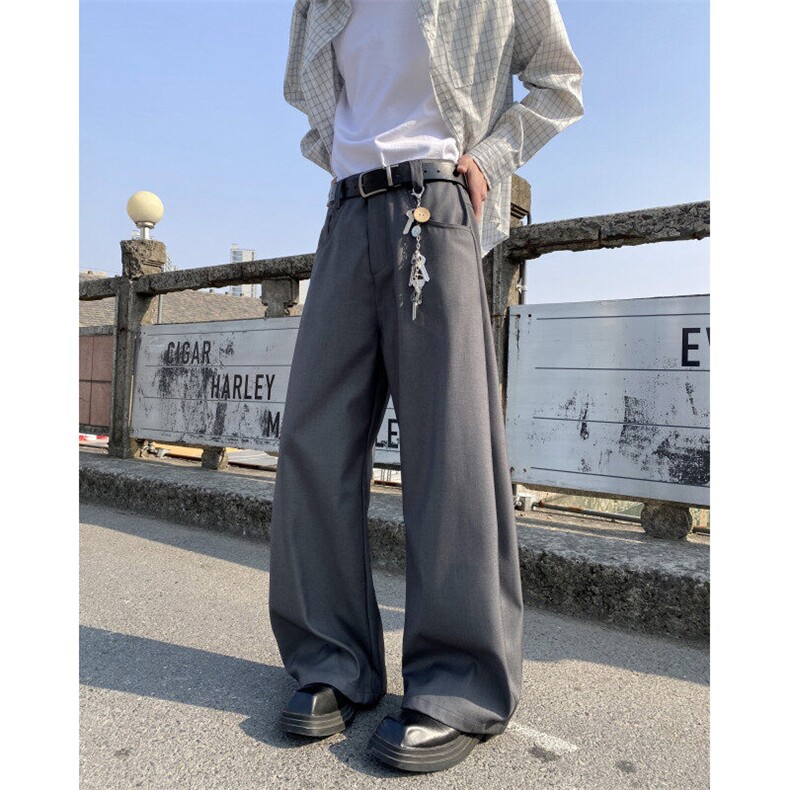2025春季新款高级垂感宽松休闲弯刀西裤B315-K25672-p65控88,男装休闲裤,电商B315