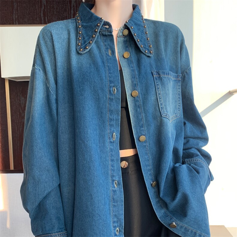 时尚百搭气质休闲牛仔外套女新款长袖宽松显瘦韩版学生上衣，女装牛仔外套，宛庄羊绒