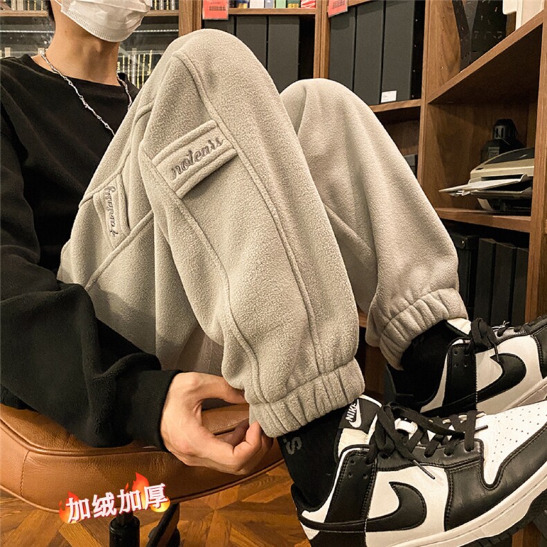 流行摇粒绒裤子秋冬休闲裤子潮牌束脚卫裤715-6-K375P55(限价78)图片