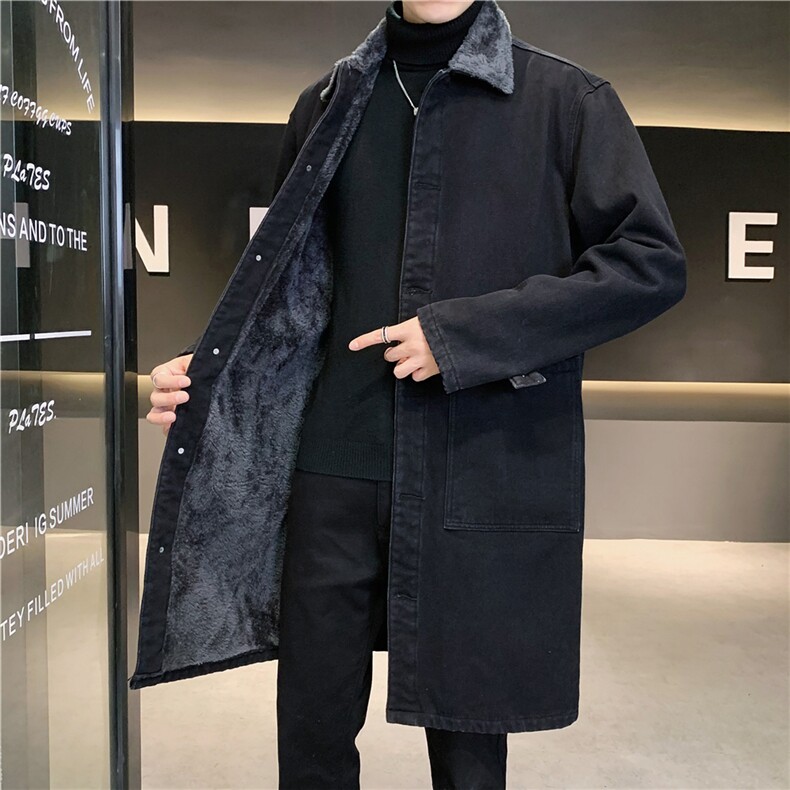 FY643J-P95M-5XL控138加绒羊羔绒白底长款牛仔风衣大码店主风，男装风衣，星座103A