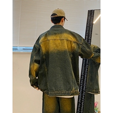 2025水洗复古渐变牛仔外套春新款痞帅宽松做旧夹克上衣JK983-P68，男装夹克，星座1103-3