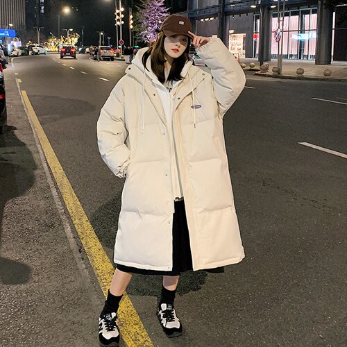 新款假两件拼接中长款情侣装棉衣加厚连帽棉服A071-Y296-P135图片