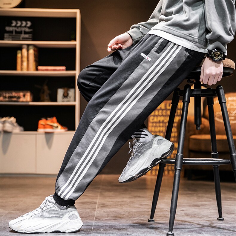 2021春季日系大码宽松条纹束脚休闲裤九分裤男K8119-P50,男装休闲裤,电商A001