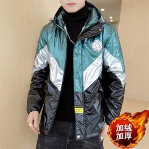 冬季亮三拼羽棉服男模特加厚夹克保暖外套工装棉衣上绿872加绒图片