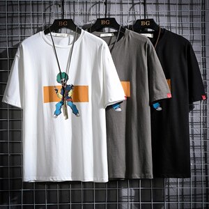 2021夏季新网格风日系大码男已注册卡通印花短袖T恤T1054-P25图片